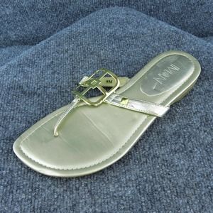 IMAN Women Thong Sandal Shoes Gold Leather Size‎ 9 Medium